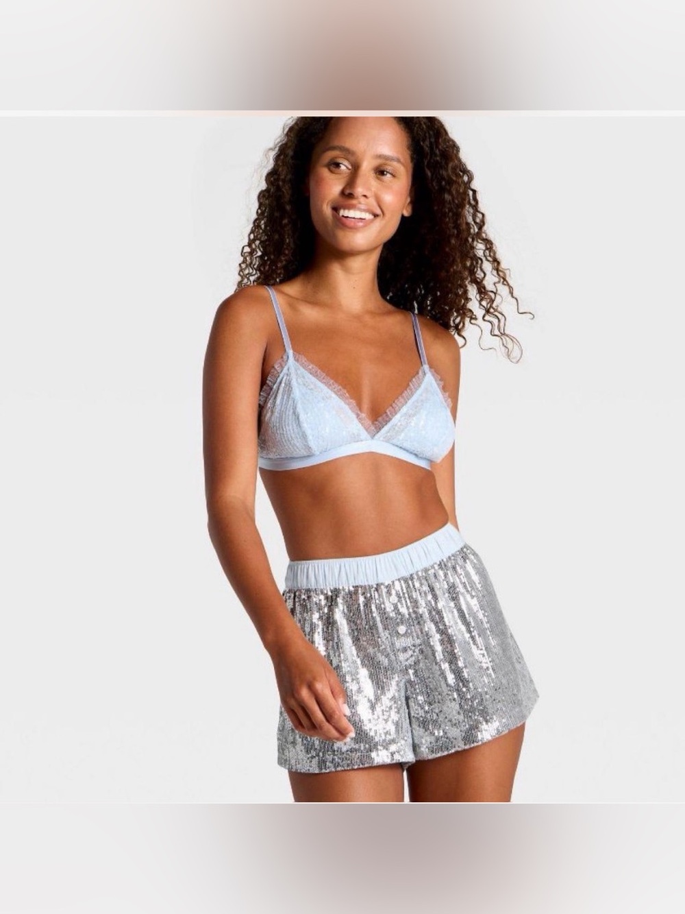 ✨ Wild Fable Silver Sequin Sleepwear Boxer Shorts - Size XXS 🪩